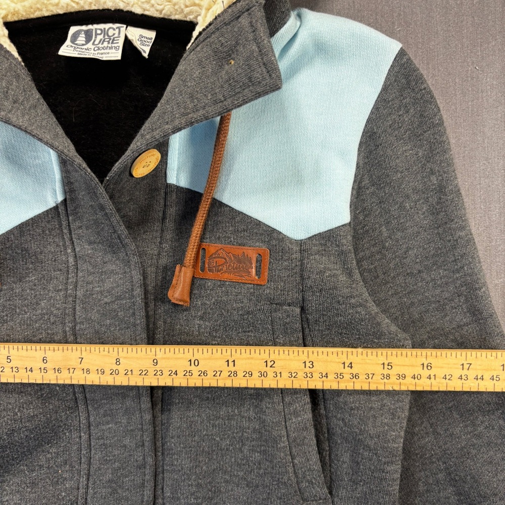 Picture Organic Clothing Sherpa Lined Hoodie‎ Jacket Women s Charcoal Blue - Picture 11 of 12